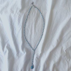 Banana Republic TURQUOISE LARIAT NECKLACE - Silver/Tourquoise - Drop Pendant
